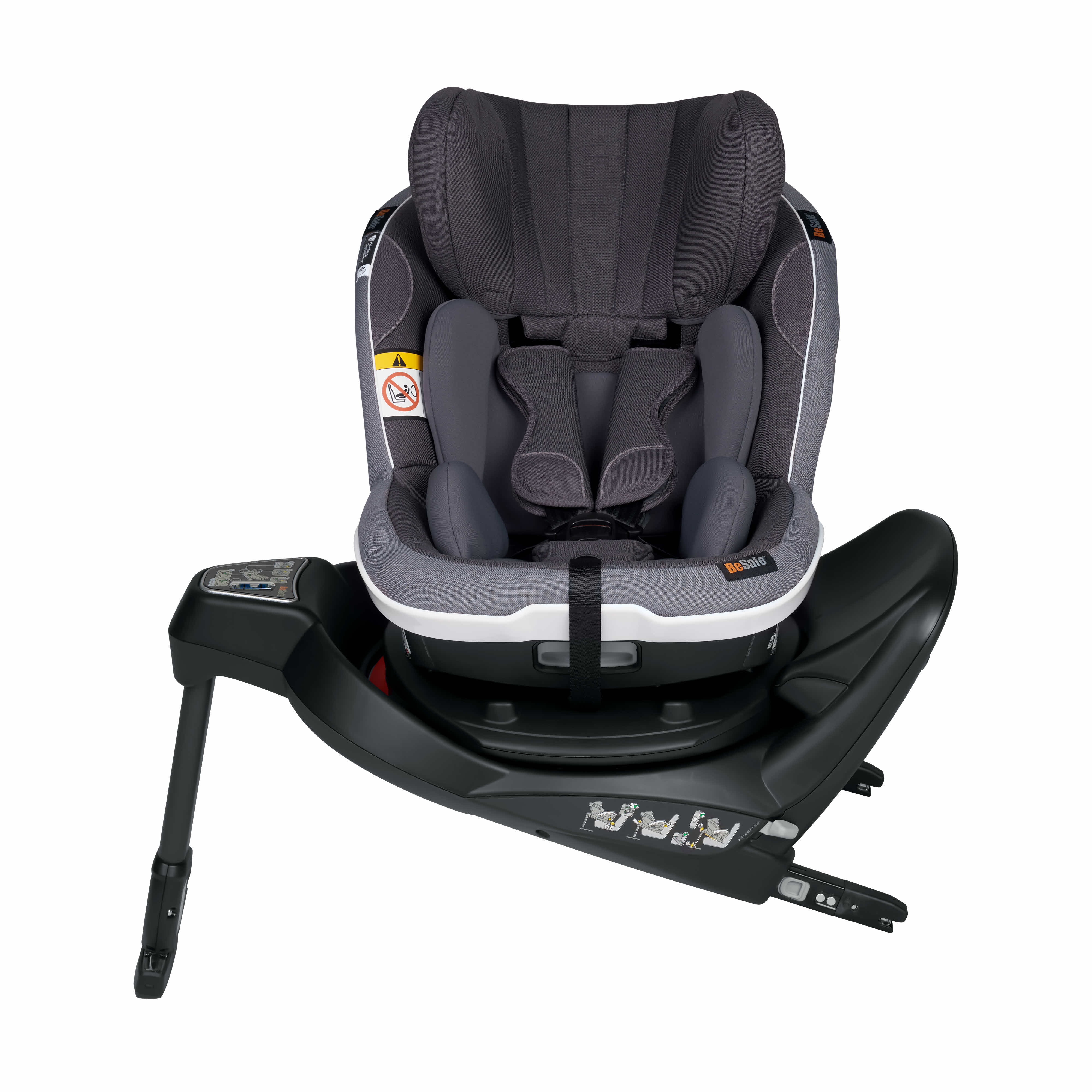 Smart side to side rotation toddler car seat with a fully integrated digital system. BeSafe