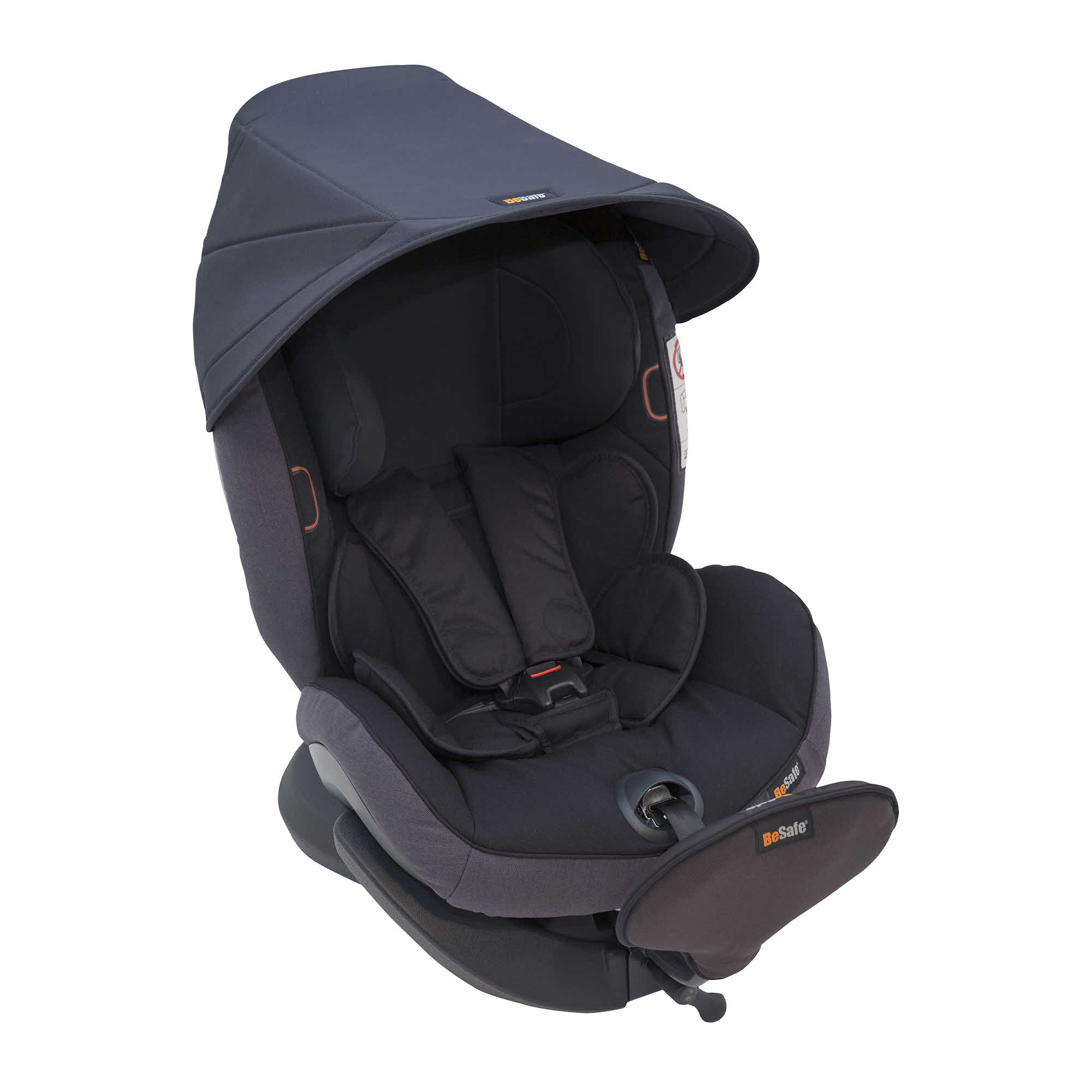 The sun canopy is easily clicked onto the child car seat with poppers and protects your child from the sun. It is especially useful when having the ch BeSafe